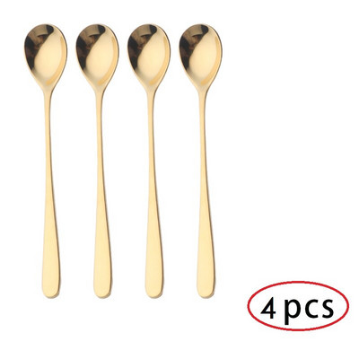 4-7 бр. Rainbow Teaspoon Rose Gold Лъжица с дълга дръжка Лъжици за кафе от неръждаема стомана Комплект чаени лъжички за смесване на плодове 8 инча 23 см