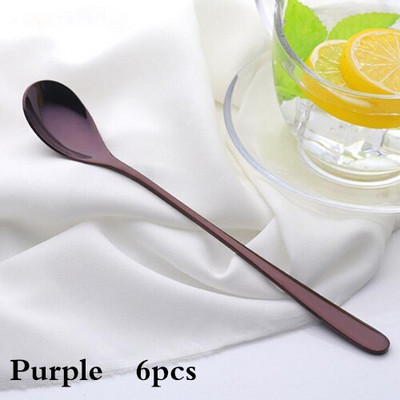 4-7 бр. Rainbow Teaspoon Rose Gold Лъжица с дълга дръжка Лъжици за кафе от неръждаема стомана Комплект чаени лъжички за смесване на плодове 8 инча 23 см