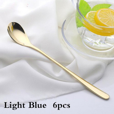 4-7 бр. Rainbow Teaspoon Rose Gold Лъжица с дълга дръжка Лъжици за кафе от неръждаема стомана Комплект чаени лъжички за смесване на плодове 8 инча 23 см