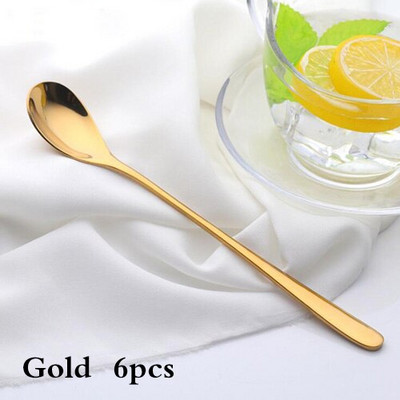 4-7 бр. Rainbow Teaspoon Rose Gold Лъжица с дълга дръжка Лъжици за кафе от неръждаема стомана Комплект чаени лъжички за смесване на плодове 8 инча 23 см
