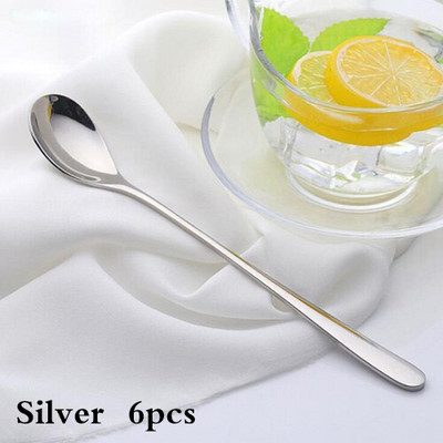 4-7 бр. Rainbow Teaspoon Rose Gold Лъжица с дълга дръжка Лъжици за кафе от неръждаема стомана Комплект чаени лъжички за смесване на плодове 8 инча 23 см