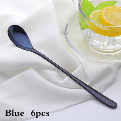 4-7 бр. Rainbow Teaspoon Rose Gold Лъжица с дълга дръжка Лъжици за кафе от неръждаема стомана Комплект чаени лъжички за смесване на плодове 8 инча 23 см