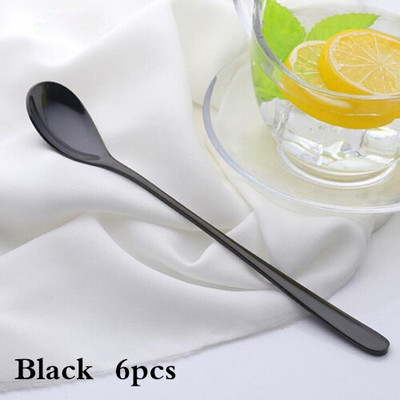 4-7 бр. Rainbow Teaspoon Rose Gold Лъжица с дълга дръжка Лъжици за кафе от неръждаема стомана Комплект чаени лъжички за смесване на плодове 8 инча 23 см