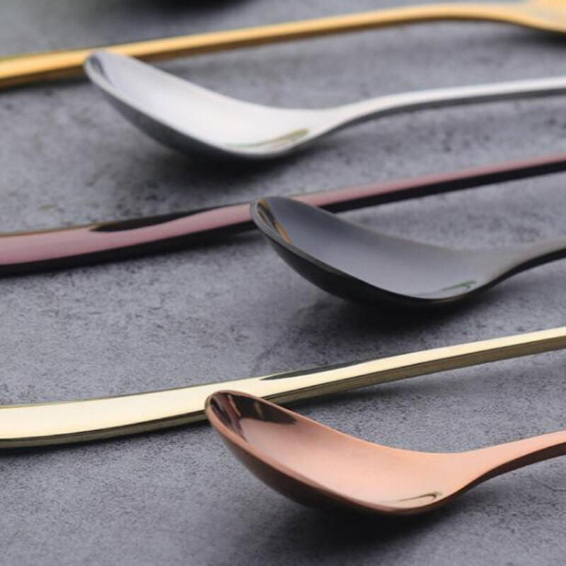 4-7 бр. Rainbow Teaspoon Rose Gold Лъжица с дълга дръжка Лъжици за кафе от неръждаема стомана Комплект чаени лъжички за смесване на плодове 8 инча 23 см