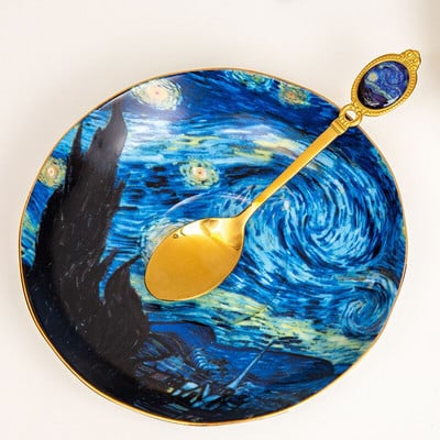 Нов дизайн Кралски стил 304 Лъжици за кафе от неръждаема стомана Дизайн на Ван Гог