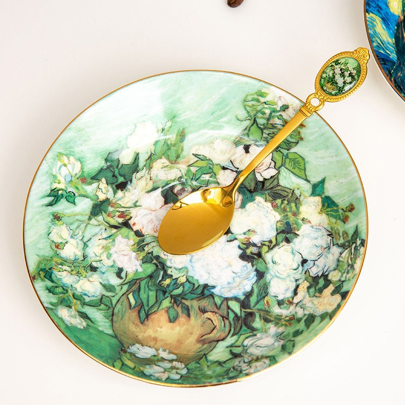 Нов дизайн Кралски стил 304 Лъжици за кафе от неръждаема стомана Дизайн на Ван Гог