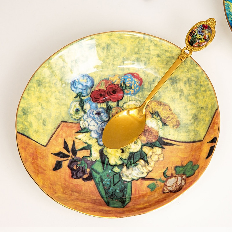 Нов дизайн Кралски стил 304 Лъжици за кафе от неръждаема стомана Дизайн на Ван Гог