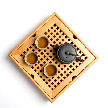 Поднос за чай от естествен бамбук Китайска кунг-фу маса за чаена церемония Ръчно изработени сервизи за чай Чайник Занаяти Поднос Околна среда