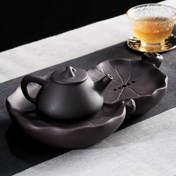 Бамбукова табла за чай Лилав пясък Поднос за тенджери в японски стил Основа за тенджера за чай Подложка за подложка Измита кана за чай Суха пяна Дренажна табла за чайник