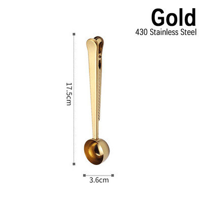 Dva u jednom Žlica za kavu od nehrđajućeg čelika Stezaljka za brtvljenje Kuhinjski zlatni dodaci Primatelj Cafe Expresso Cucharilla Dekoracija
