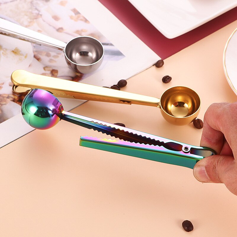 Dva u jednom Žlica za kavu od nehrđajućeg čelika Stezaljka za brtvljenje Kuhinjski zlatni dodaci Primatelj Cafe Expresso Cucharilla Dekoracija