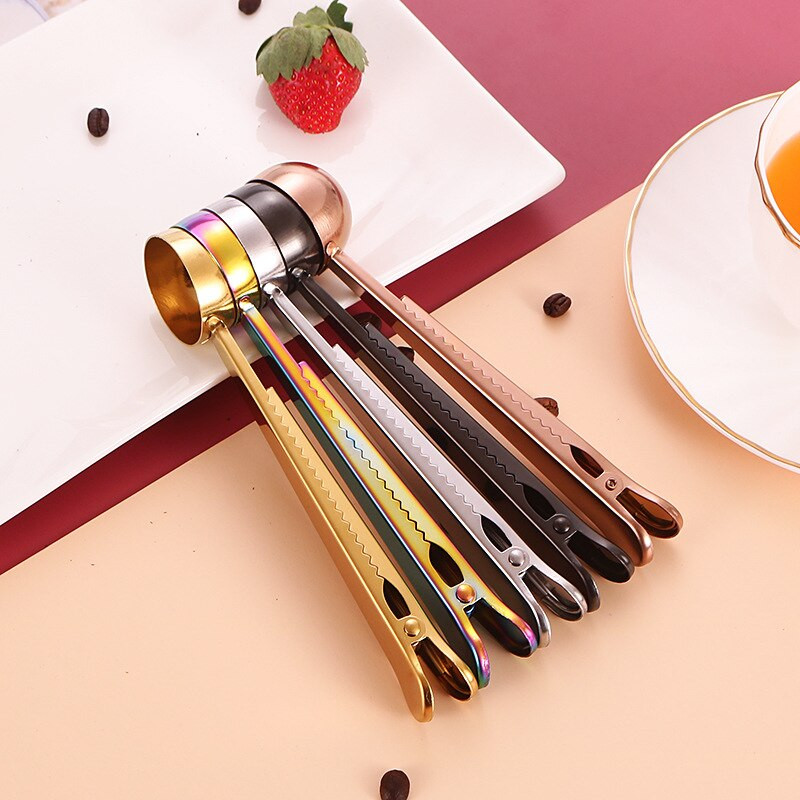 Dva u jednom Žlica za kavu od nehrđajućeg čelika Stezaljka za brtvljenje Kuhinjski zlatni dodaci Primatelj Cafe Expresso Cucharilla Dekoracija