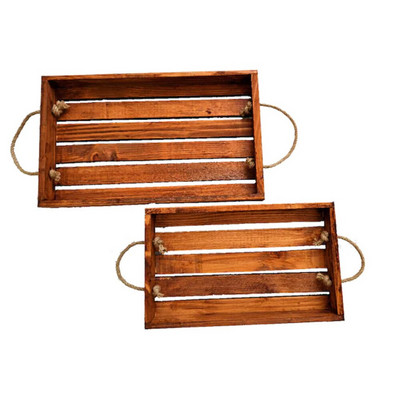 Medinis padėklas arbatos kavos patiekimo padėklas serviravimo lėkštės Medinės dvigubos virvės, padalytos lėkštės, virtuvės priedų pristatymas