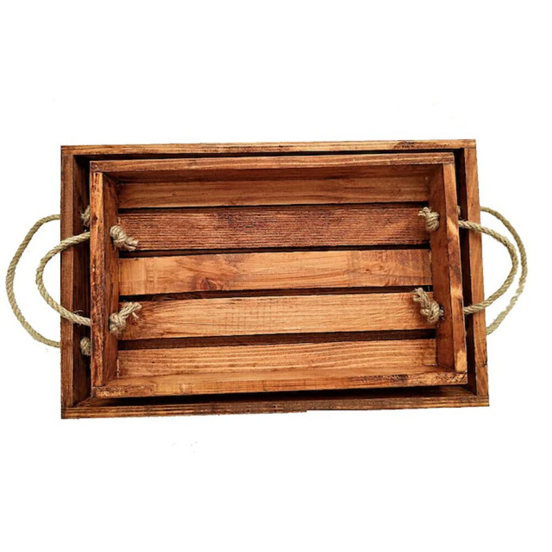 Medinis padėklas arbatos kavos patiekimo padėklas serviravimo lėkštės Medinės dvigubos virvės, padalytos lėkštės, virtuvės priedų pristatymas