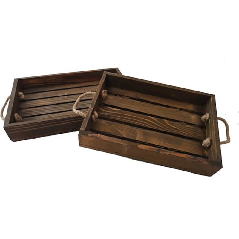 Medinis padėklas arbatos kavos patiekimo padėklas serviravimo lėkštės Medinės dvigubos virvės, padalytos lėkštės, virtuvės priedų pristatymas