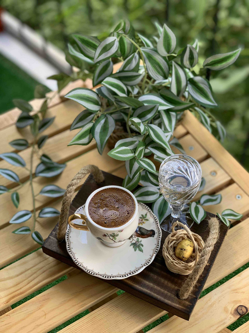 2-dijelni set ukrasni drveni pladanj za posluživanje čaj kava poslužavnik za kućne restorane i kafiće tamne boje oraha