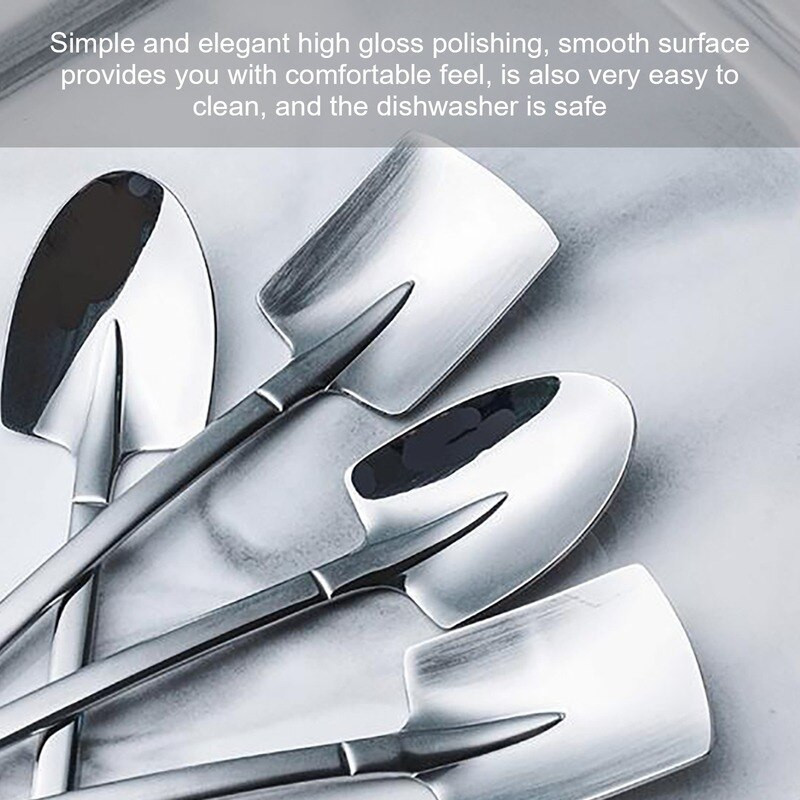 10 vnt Nerūdijančio plieno Kastuvas kavos šaukštelis Rinkinys Kastuvas Kastuvas Kūrybinis arbatinis šaukštelis Ledų desertinis šaukštas Gimtadienio dovanų stalo reikmenys