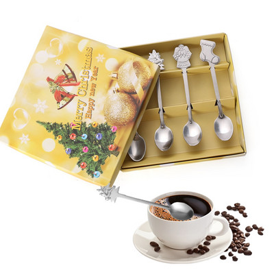4PCS Set žlica od nehrđajućeg čelika Božićna žlica za kavu Juha od sladoleda Šećer Žličice za desert Mješalica Kuhinjsko posuđe