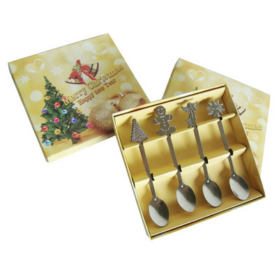 4PCS Set žlica od nehrđajućeg čelika Božićna žlica za kavu Juha od sladoleda Šećer Žličice za desert Mješalica Kuhinjsko posuđe