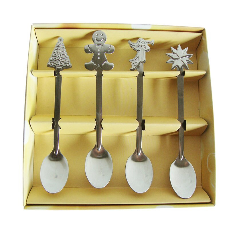 4PCS Set žlica od nehrđajućeg čelika Božićna žlica za kavu Juha od sladoleda Šećer Žličice za desert Mješalica Kuhinjsko posuđe