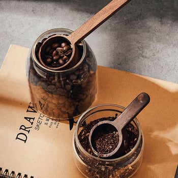 Barista Coffee Accessories Spoon Coffeeware Set Mini Retro Spoon Cafe Φυσικό ξύλινο κουτάλι μεζούρα με κόκκους καφέ σε σκόνη