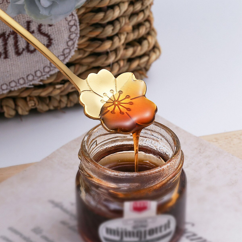 10 kom 17,5 cm srce cvijet trešnja suncokret žličice za kavu od nehrđajućeg čelika s graviranjem za kavu za poklone za djecu, ženske darove