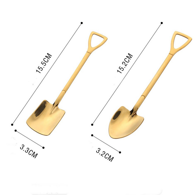 10 бр. Новост във формата на лопата, лъжички за кафе, лъжички за кафе от неръждаема стомана за сувенири за парти, детски дамски най-добри приятели, тенденции, подаръци