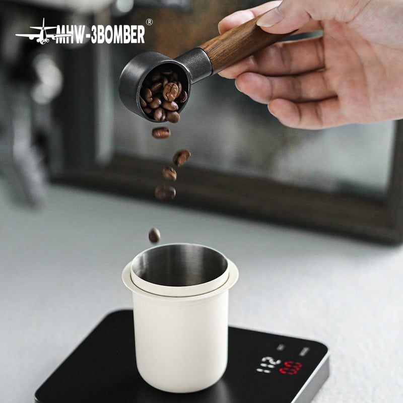 MHW-3BOMBER MIO Мерителна лъжица 8g Неръждаема стомана и масивно дърво Инструменти за бариста Кафе машина Аксесоари Latte Espresso Lungo