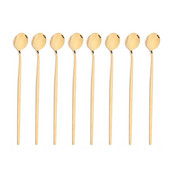 8Pcs Дълга дръжка Лъжица за лед Кафе Чай Лъжица за разбъркване Неръждаема стомана Черно злато Комплект прибори за хранене Кухненски комплект прибори за вечеря