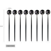 Set de tacâmuri din oțel inoxidabil, 8 buc., lingură de gheață cu mâner lung, cafea, ceai, set de tacâmuri, instrumente de bucătărie, set de tacâmuri