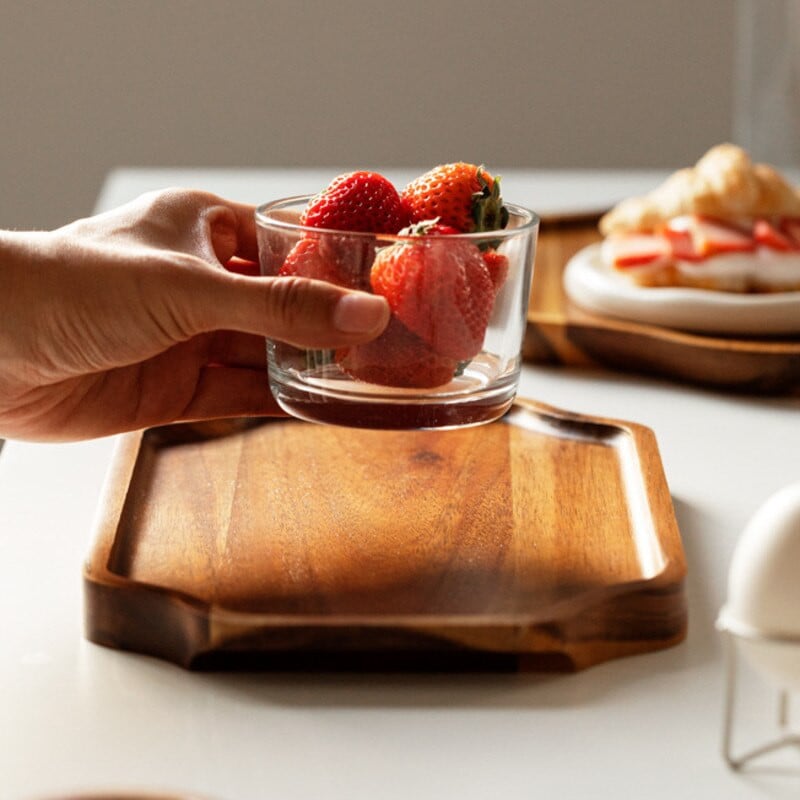 Japán bambusz fából készült nyolcszögletű teástálca tömör fa torta desszert tálaló Kung fu teáscsésze tálca Home Hotel vacsoratálak