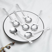 6 пакета китарни лъжички за кафе Творчески сладки лъжици Чаени лъжици от неръждаема стомана Лъжица за разбъркване Сребърна китара