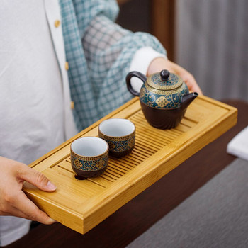 Бамбукови подноси за чай Сервиране на китайски чай Kung Fu Подноси за чай Екологични подноси за съхранение на трапезна вода Dry Bubble Table Китайски прибори за чай