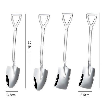 4 vnt. Kastuvas Šaukštai Nerūdijančio plieno Arbatiniai Šaukšteliai Kūrybinis Kavos šaukštelis Ledų Desertui Kaušelis Stalo reikmenų Stalo įrankių rinkinys
