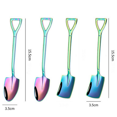 4 vnt. Kastuvas Šaukštai Nerūdijančio plieno Arbatiniai Šaukšteliai Kūrybinis Kavos šaukštelis Ledų Desertui Kaušelis Stalo reikmenų Stalo įrankių rinkinys