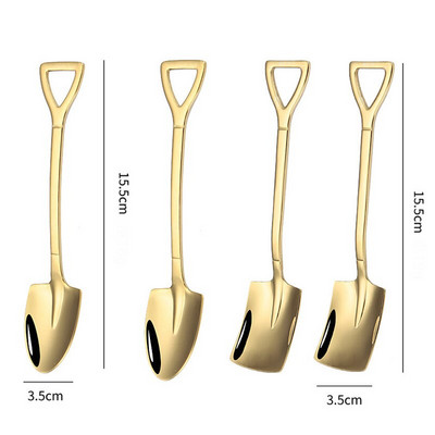 4 vnt. Kastuvas Šaukštai Nerūdijančio plieno Arbatiniai Šaukšteliai Kūrybinis Kavos šaukštelis Ledų Desertui Kaušelis Stalo reikmenų Stalo įrankių rinkinys