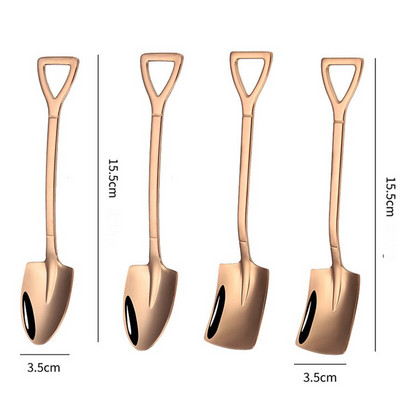 4 vnt. Kastuvas Šaukštai Nerūdijančio plieno Arbatiniai Šaukšteliai Kūrybinis Kavos šaukštelis Ledų Desertui Kaušelis Stalo reikmenų Stalo įrankių rinkinys