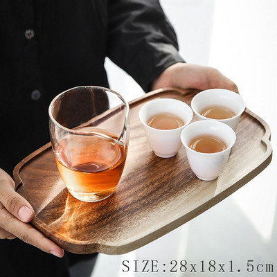 Drevený čajový podnos Amgo z akácie, obdĺžnikový servírovací tanier na kávu, drevený ovocný občerstvenie, podšálka, držiak na dezert, kvetináč, domáci hotel