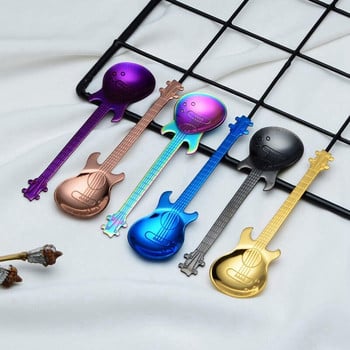 Κουτάλια καφέ κιθάρας 6 συσκευασιών Δημιουργικά χαριτωμένα κουτάλια κουταλάκια του γλυκού από ανοξείδωτο ατσάλι σε σχήμα κιθάρας (πολύχρωμα)