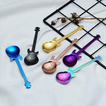 Κουτάλια καφέ κιθάρας 6 συσκευασιών Δημιουργικά χαριτωμένα κουτάλια κουταλάκια του γλυκού από ανοξείδωτο ατσάλι σε σχήμα κιθάρας (πολύχρωμα)
