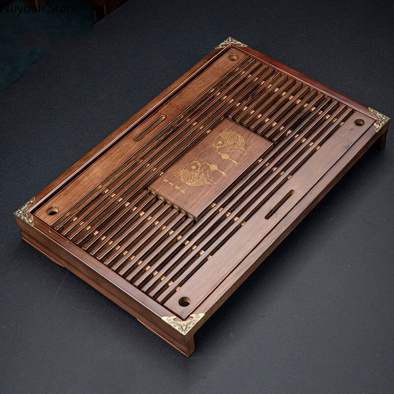 Kínai tömörfa teatálca lefolyó háztartási Kung Fu teáskészlet teástálca tároló kellékek nappali dohányzóasztal dekoráció