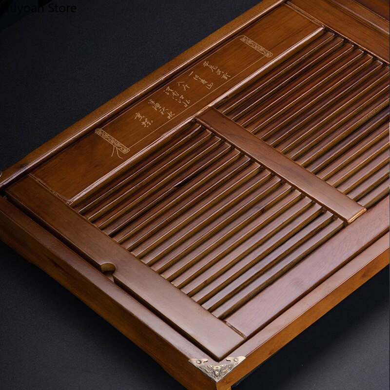 Kínai tömörfa teatálca lefolyó háztartási Kung Fu teáskészlet teástálca tároló kellékek nappali dohányzóasztal dekoráció