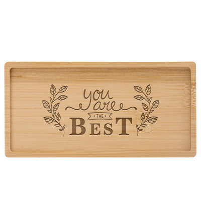 Subtire din lemn de bambus dreptunghiular Tava de desert personalizabila gravata logo/text personalizat