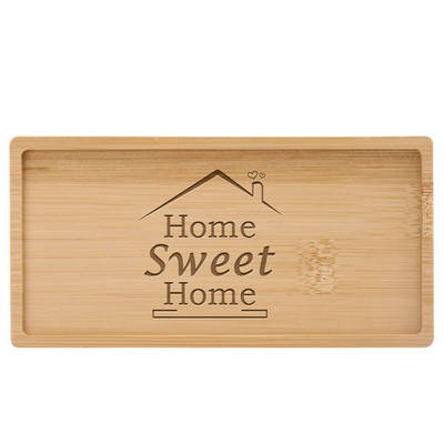 Subtire din lemn de bambus dreptunghiular Tava de desert personalizabila gravata logo/text personalizat