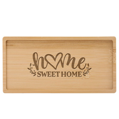 Subtire din lemn de bambus dreptunghiular Tava de desert personalizabila gravata logo/text personalizat