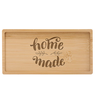 Subtire din lemn de bambus dreptunghiular Tava de desert personalizabila gravata logo/text personalizat