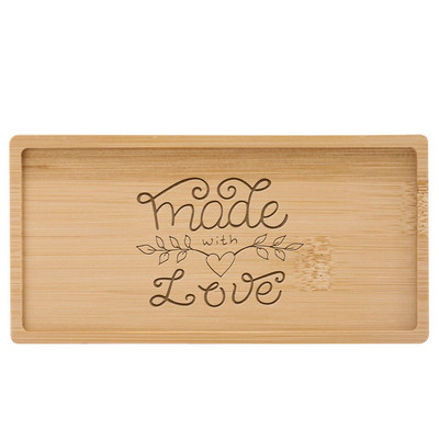 Subtire din lemn de bambus dreptunghiular Tava de desert personalizabila gravata logo/text personalizat