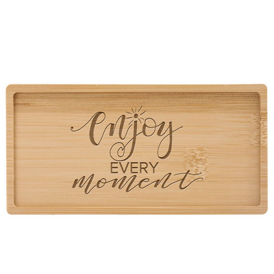 Subtire din lemn de bambus dreptunghiular Tava de desert personalizabila gravata logo/text personalizat