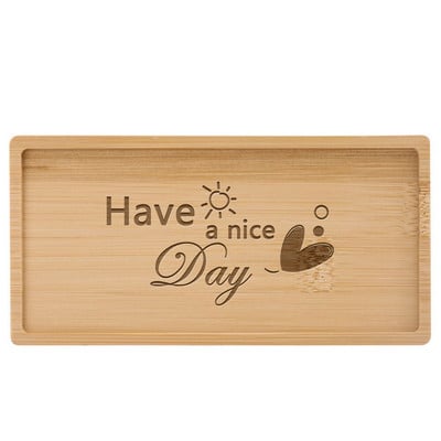 Subtire din lemn de bambus dreptunghiular Tava de desert personalizabila gravata logo/text personalizat