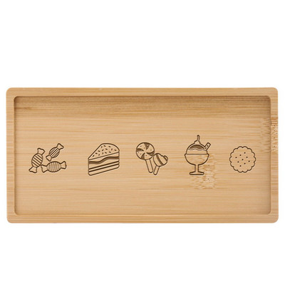Subtire din lemn de bambus dreptunghiular Tava de desert personalizabila gravata logo/text personalizat